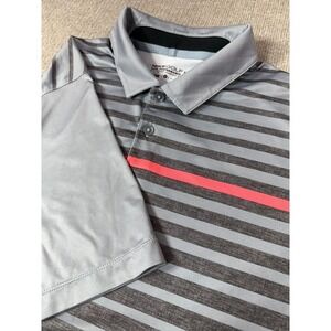 Nike Golf Polo Shirt Med Gray Coral Tour Performance Dri-Fit Short‎ Sleeve